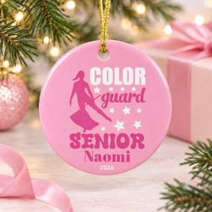 Personalized color guard senior christmas ceramic ornament
