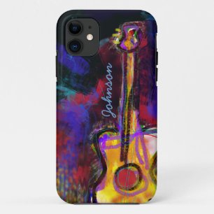 personalized color guitar painting iPhone 11 case