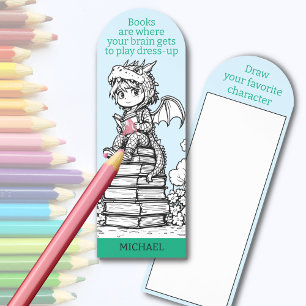Personalized COLOR IT & DRAW Dress-Up Dragon Bookmarks