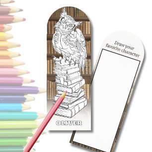 Personalized COLOR IT & DRAW Wise Owl Bookmarks