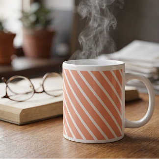 Personalized Color Peach Cascade Stripe Giant Coffee Mug