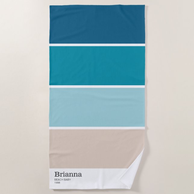 Personalized Color Sample Name Beach Towel (Front)