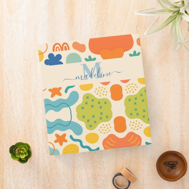 Personalized Color Splash Abstract 3-Ring Binder (In Situ)