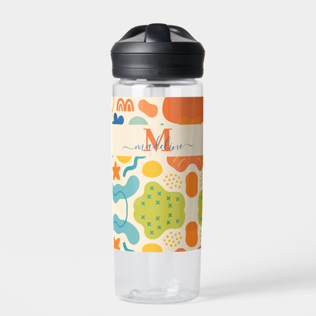 Personalized Color Splash Abstract Water Bottle (Front)
