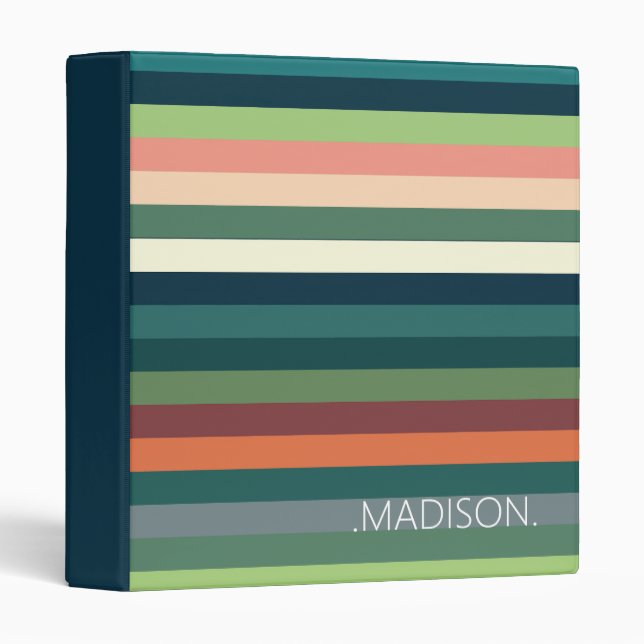 Personalized Color Stripes  3 Ring Binder (Front/Spine)