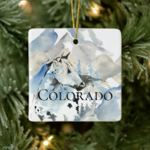 Personalized Colorado Horse n Mountains Christmas