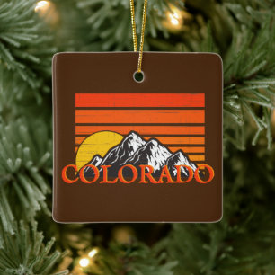 Personalized Colorado Mountain Sunset Christmas Ceramic Ornament