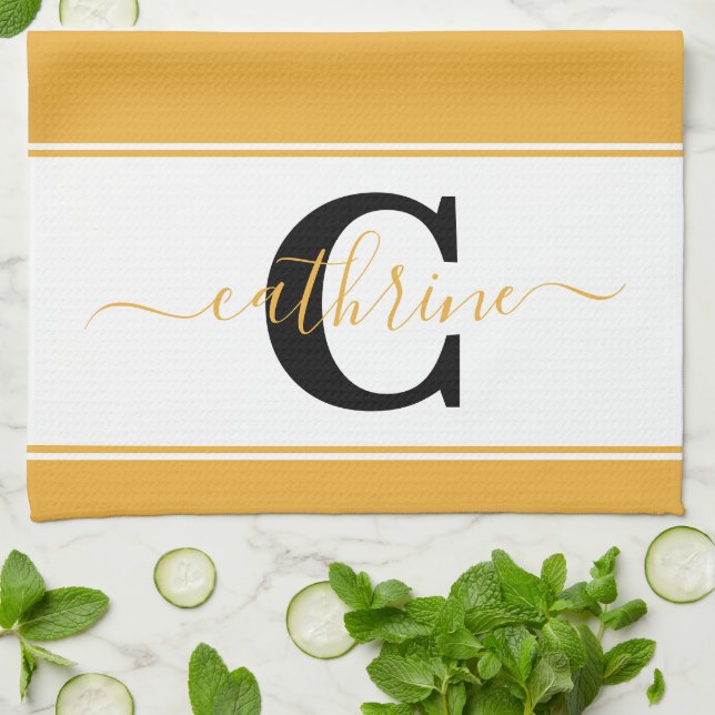 Personalized colorblock  kitchen towel (Folded)