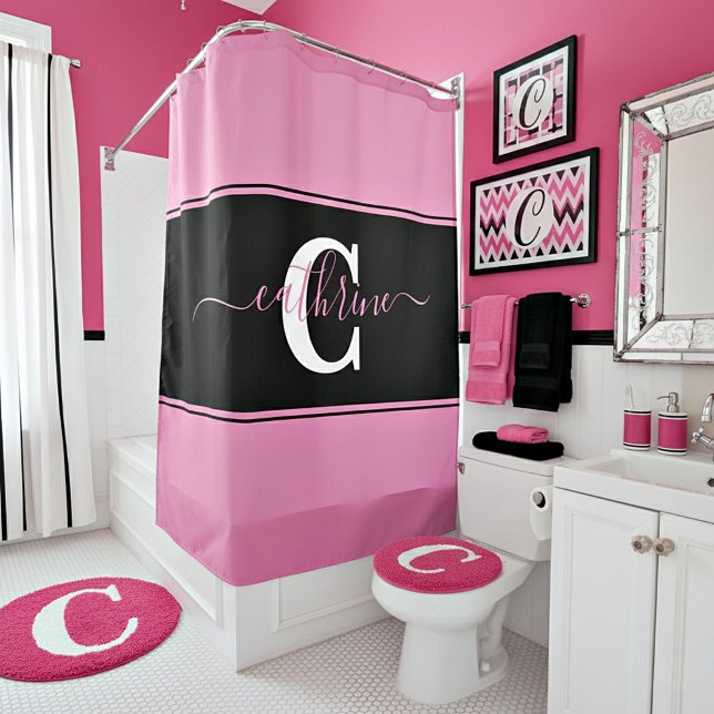 Personalized colorblock  shower curtain (Creator Uploaded)
