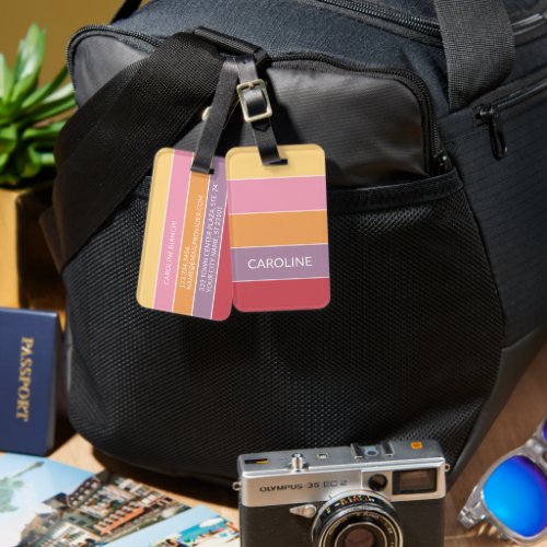 Personalized Colorblock Stripes Lines Art Pattern Luggage Tag