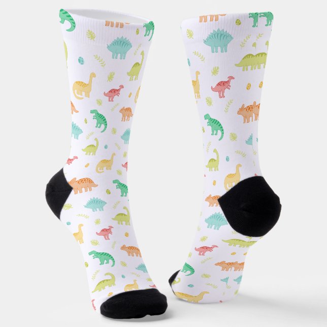 Personalized Colored Dinosaur pattern  Socks (Angled)