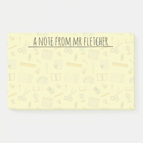 Personalized Colored School Supplies Pattern Post_it Notes