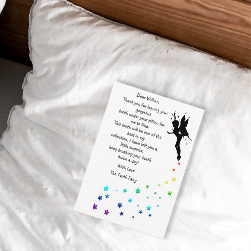 Personalized Colored Stars Tooth Fairy Thank You