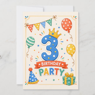 Personalized Colorful 3rd Birthday Party Fun
