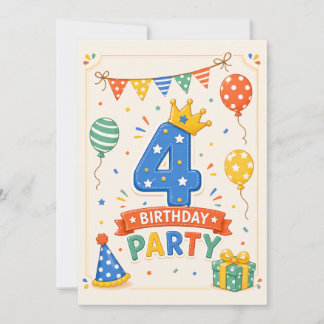 Personalized Colorful 4th Birthday Party Fun