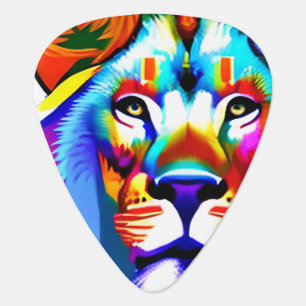 Personalized Colorful Abstract Lion Guitar Pick