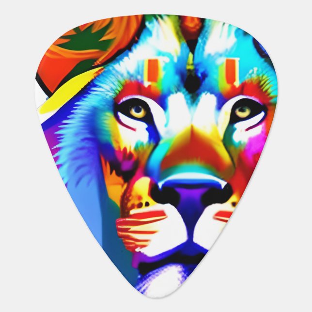 Personalized Colorful Abstract Lion Guitar Pick (Front)