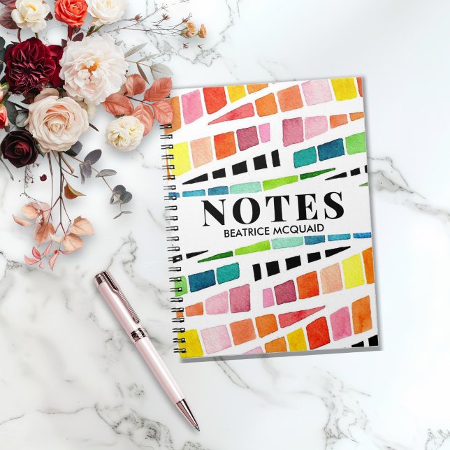 Personalized Colorful Abstract Watercolor Pattern Notebook (Personalized Vibrant Watercolor Notebook
)