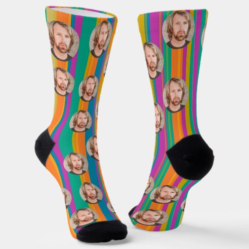 Personalized colorful and funny photo pattern socks