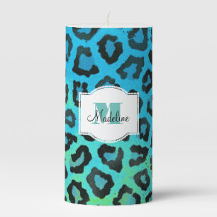 Personalized Colorful Animal Print Pillar Candle