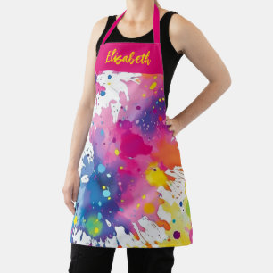 Personalized Colorful Artist Paint Splash  Apron