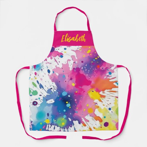 Personalized Colorful Artist Paint Splash  Apron