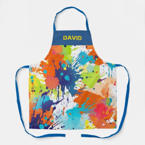 Personalized Colorful Artist Paint Splash  Apron