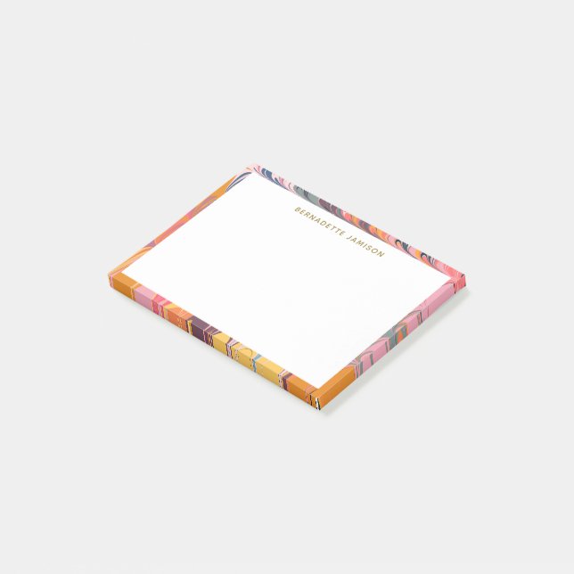 Personalized Colorful Artsy Abstract Marble Swirl Post-it Notes (Angled)
