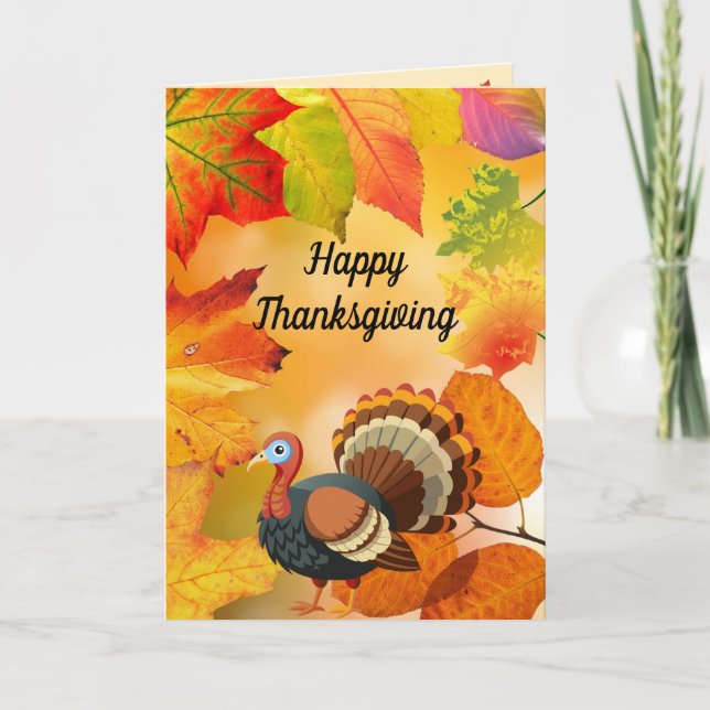 Personalized - Colorful Autumn / Fall Turkey  Card (Front)