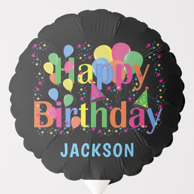 Personalized Colorful Balloons HAPPY BIRTHDAY (Front)