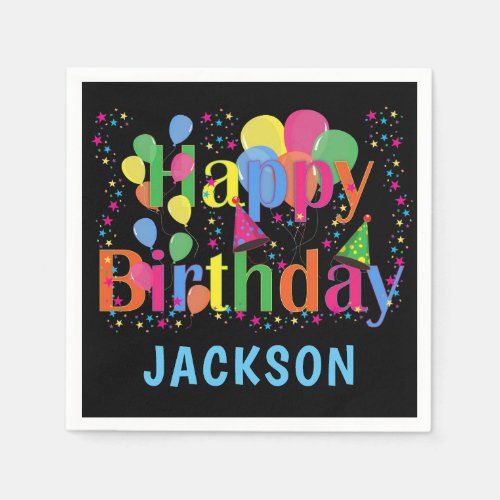 Personalized Colorful Balloons HAPPY BIRTHDAY Napkins