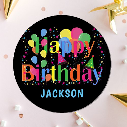 Personalized Colorful Balloons HAPPY BIRTHDAY Paper Plates