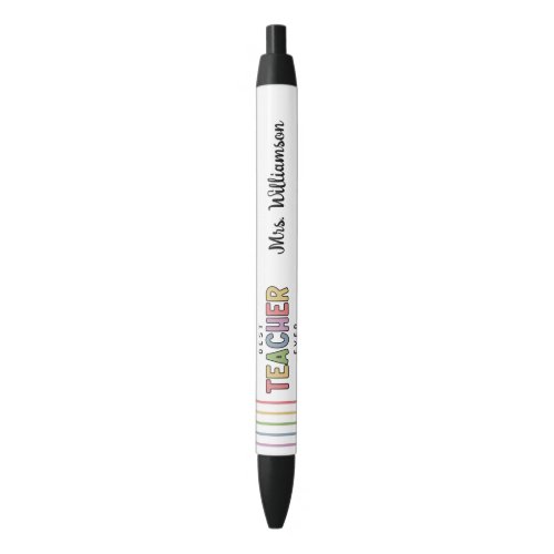 Personalized Colorful Best Teacher Appreciation Black Ink Pen