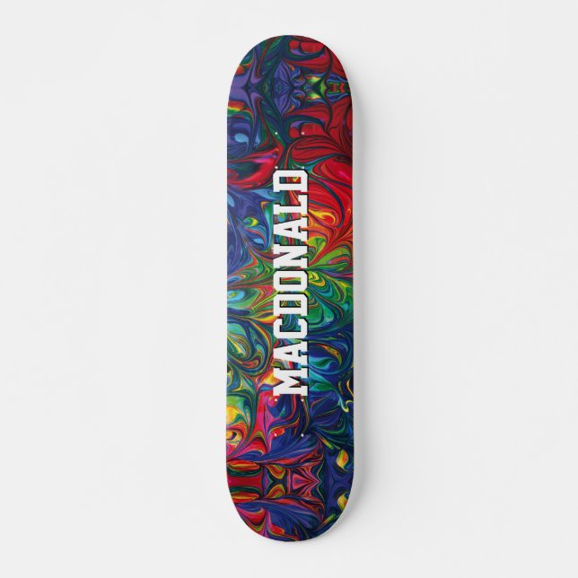 Personalized Colorful Blue Abstract Skateboard (Front)