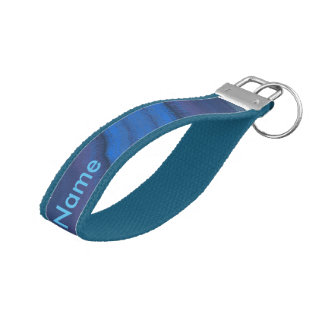 Personalized colorful blue wrist keychain