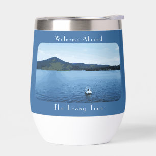 Personalized Colorful Boat Decor Pontoon Lake Thermal Wine Tumbler
