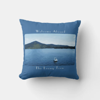 Personalized Colorful Boat Decor Pontoon Lake Throw Pillow