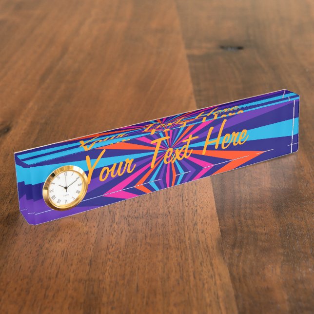 Personalized Colorful Burst Spinning Wheel Design Name Plate (Side)