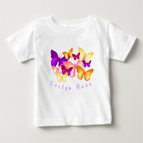 Personalized Colorful Butterflies Baby T_Shirt