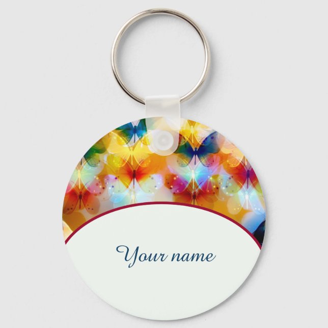 Personalized colorful butterflies keychain (Front)