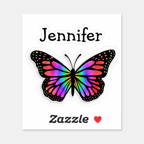 Personalized Colorful Butterfly and Name Sticker