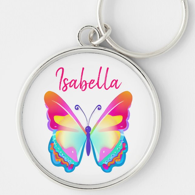 Personalized Colorful Butterfly Personalized Name Keychain (Front)