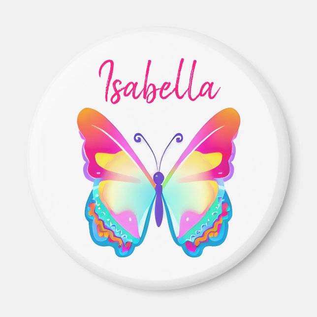 Personalized Colorful Butterfly Personalized Name Magnet (Front)