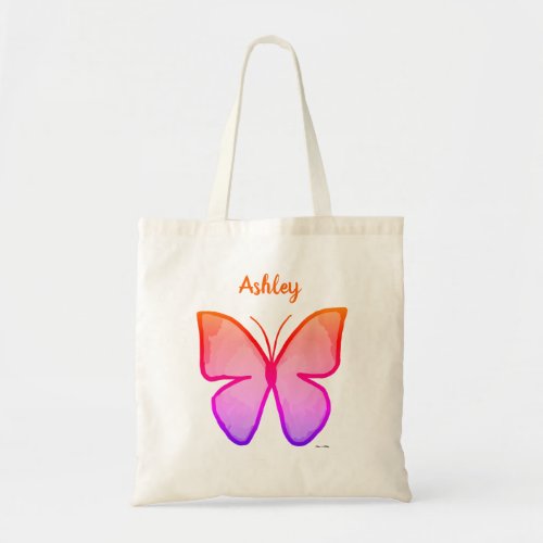 Personalized Colorful Butterfly Tote Bag