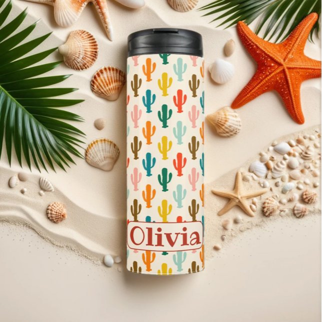Personalized Colorful Cacti Silhouettes  Thermal Tumbler (Creator Uploaded)