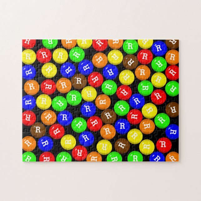 Personalized Colorful Candy Coated Chocolates Jigsaw Puzzle (Horizontal)