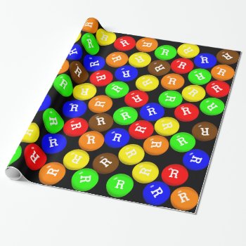 Personalized Colorful Candy Coated Chocolates Wrapping Paper by judgeart at Zazzle