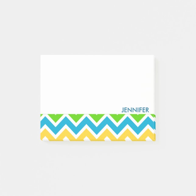 Personalized Colorful Chevron Pattern Post-it Notes (Front)