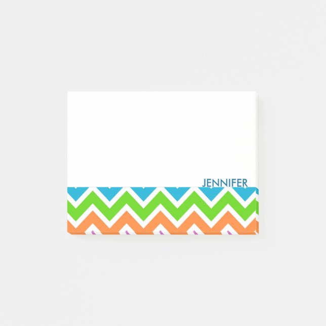 Personalized Colorful Chevron Pattern Post-it Notes (Front)