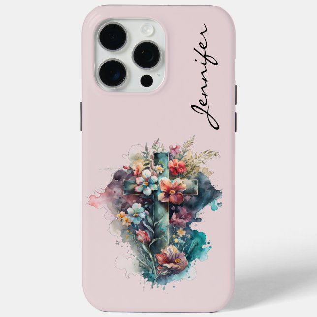 Personalized Colorful Christian Cross iPhone Case (Back)